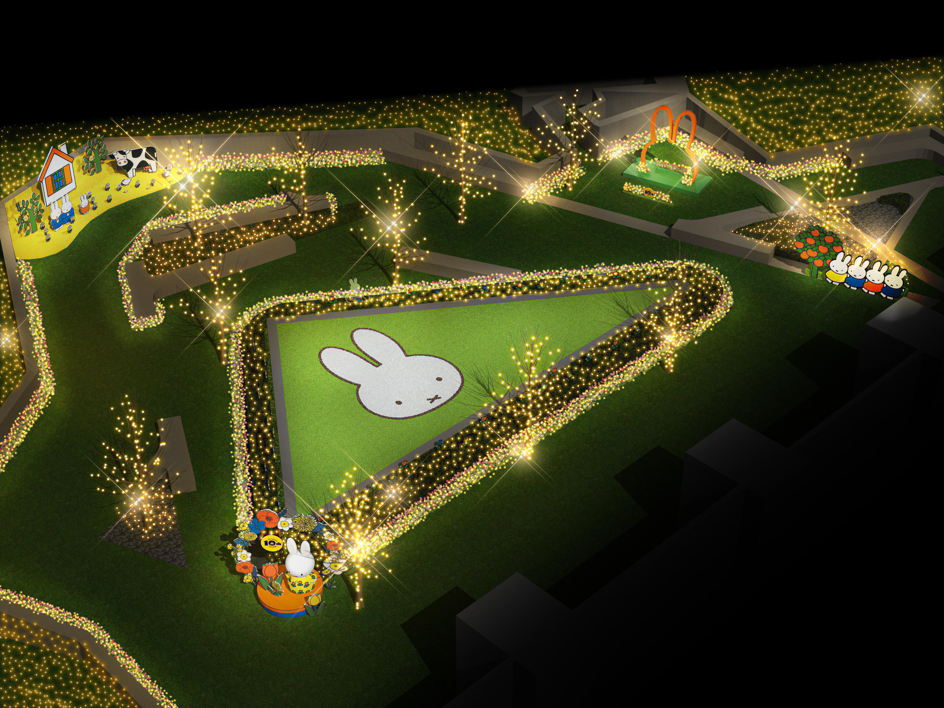 「miffy’s joyful garden」の全景ライトアップイメージ(1)