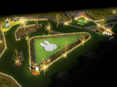 「miffy’s joyful garden」の全景ライトアップイメージ(1)