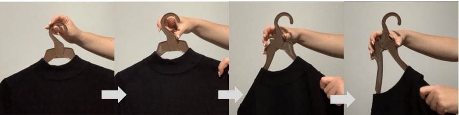 ワンタッチではずせる「時短ハンガー」