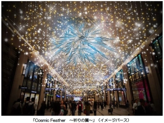 大阪梅田ツインタワーズ・ノース1階「コンコース」  冬のクリスマス イルミネーション 「Cosmic Feather ～祈りの翼～」 実施期間：11月22日（水）～12月25日（月）