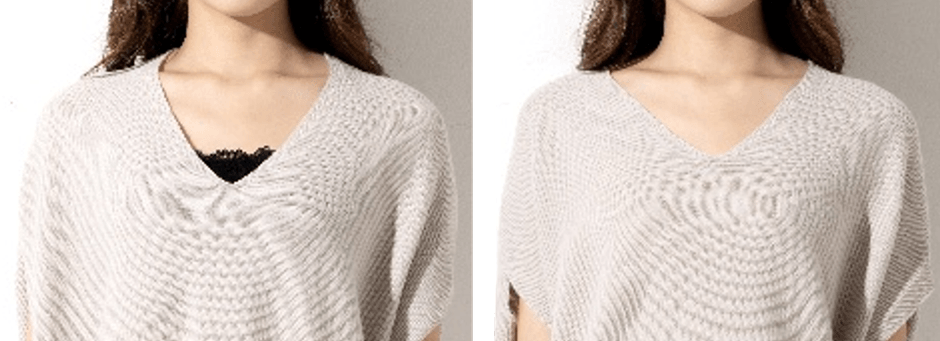 ネックラインが深く、デコルテがスッキリ