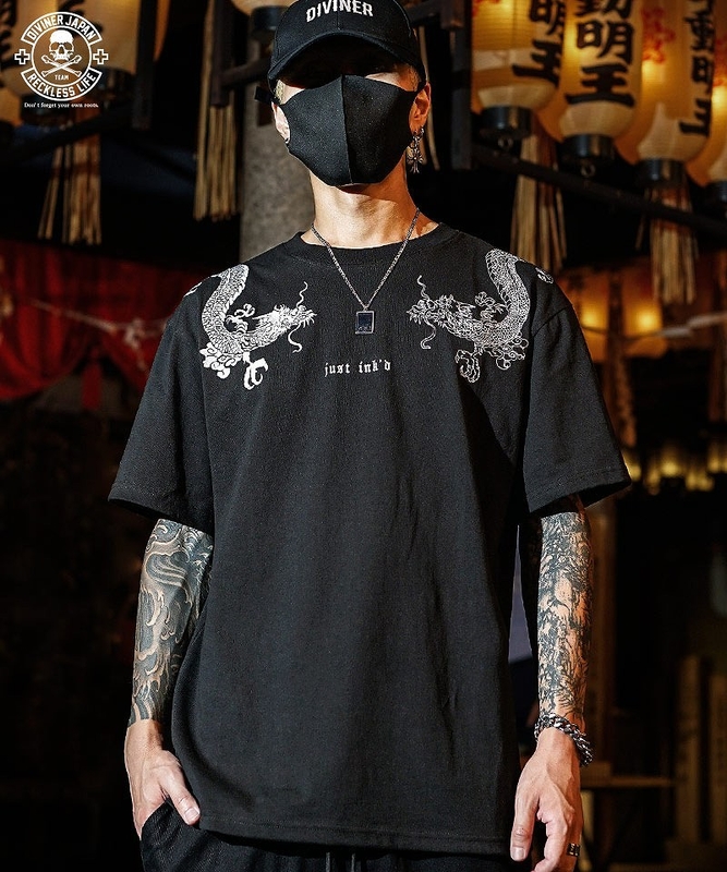 【DIVINER JAPAN】Just Ink'd Dragon TEE(ブラック/ホワイト) 