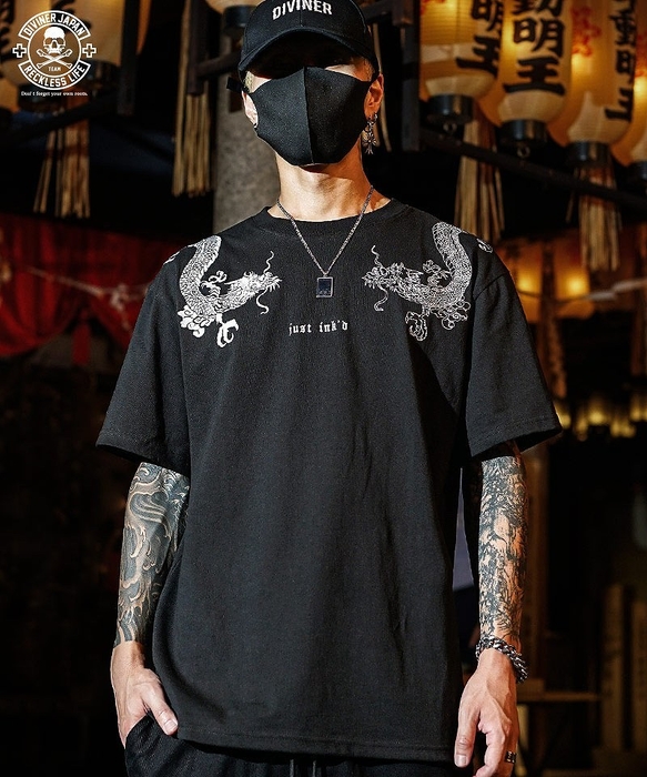 【DIVINER JAPAN】Just Ink'd Dragon TEE(ブラック/ホワイト)