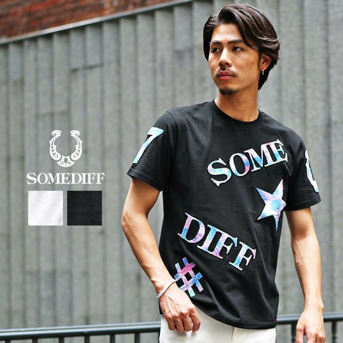 SOMEDIFF/サムディフ タイダイサガラワッペン半袖Tシャツ