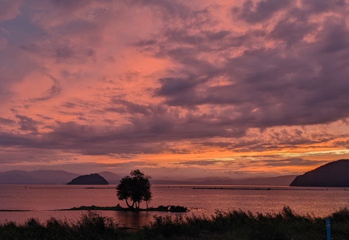 湖北町の風景・日本の夕陽百選に選ばれた夕焼け