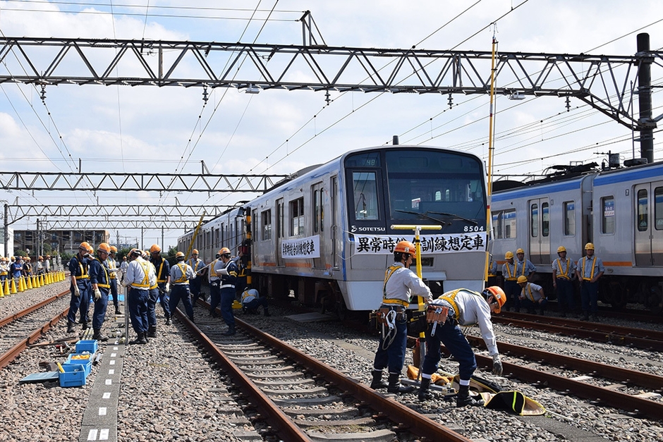 「異常時総合訓練」（2018年度）の様子①