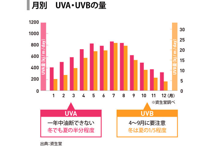 月別 UV-A,UV-Bの量