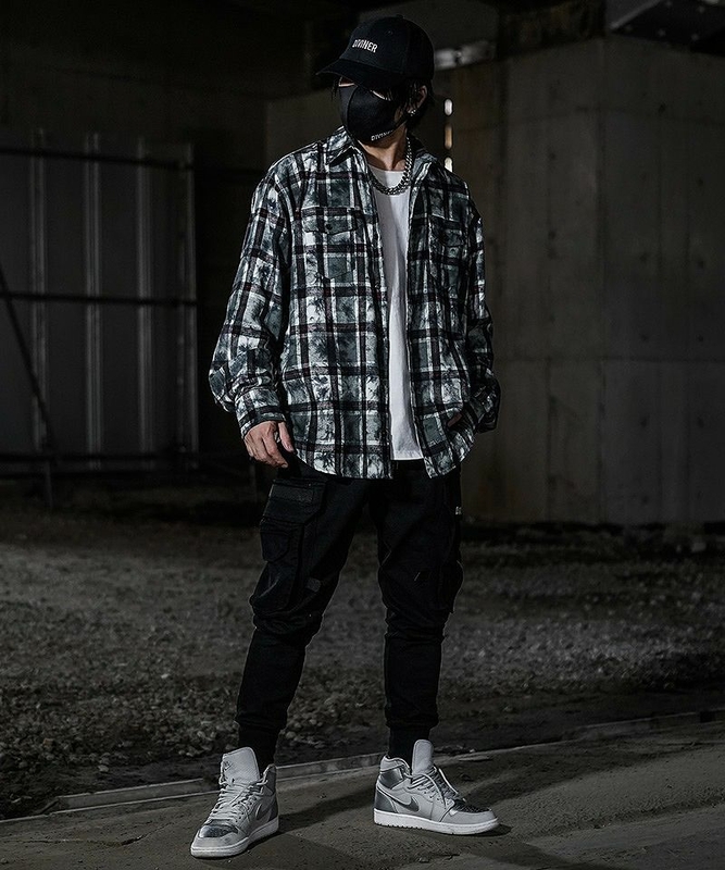 Pasting Logo Plaid Shirt(ブラック)