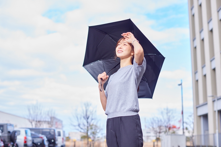 weer Lite 形状記憶 自動開閉日傘 使用イメージ(女性)