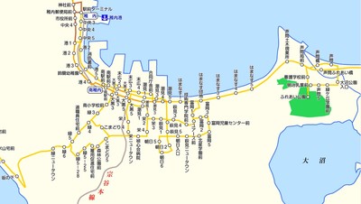 宗谷バス路線図 ※PC用ソフトウェア「駅すぱあと」の表示イメージ（一部抜粋）