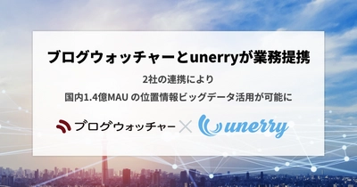 位置情報ビッグデータを活用した「メディア価値向上」「まちづくり支援」に向けブログウォッチャーとunerryが業務提携