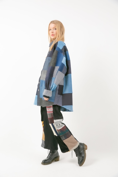 コラージュデニムシャツ