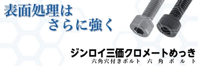 表面処理はさらに強く「ジンロイ三価クロメートめっき 六角穴付きボルト/六角ボルト」紹介