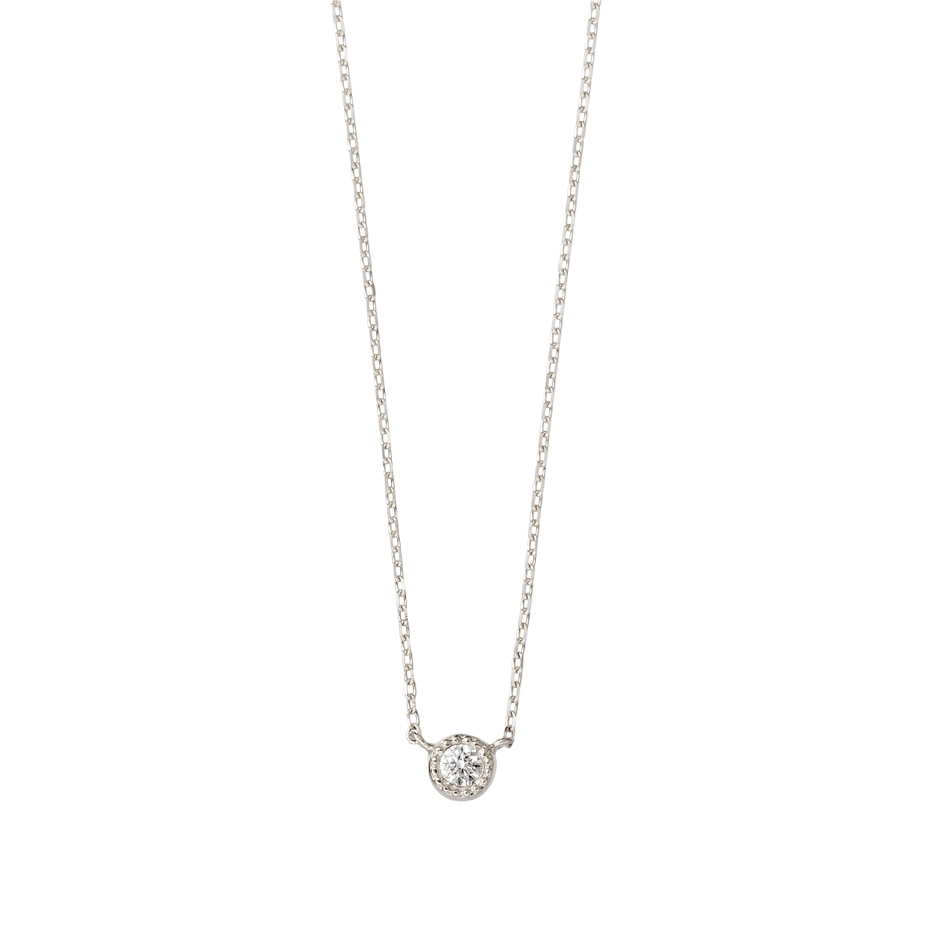ラウンドプチダイヤネックレスラージ　ホワイト