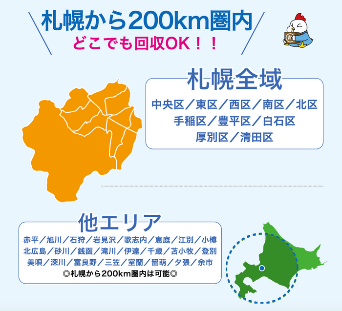 札幌から200km圏内！どこでも回収OK！！