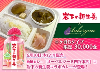 オーベルジーヌ四谷本店×岩下の新生姜！3万食限定「カレーに岩下の新生姜」コラボ弁当6月10日発売