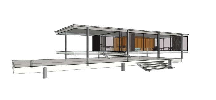 SketchUpで制作したFarnsworth House