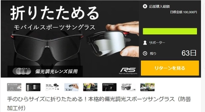 手のひらサイズに折りたためる本格的偏光調光スポーツサングラス　 防曇加工付の「RS-S851」の先行予約販売を10月23日に開始