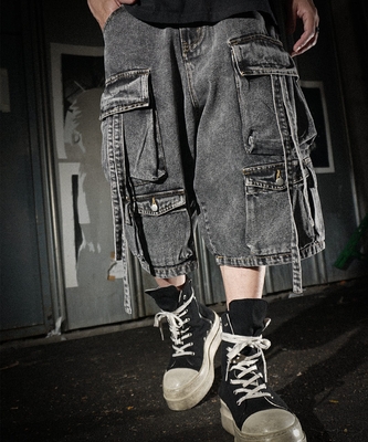 Multi Pocket Cargo Denim Shorts