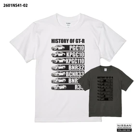 GT-Rの歴史を一枚に。PGC10からR35まで歴代モデルを描いた「NISSAN HISTORY OF GT-R Tシャツ」が登場！楽天市場で予約販売開始。