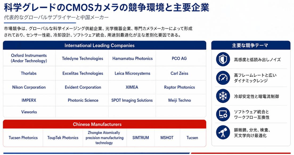 図:世界の科学グレードのCMOSカメラの競争環境と主要企業