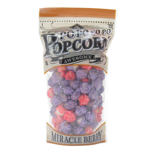 「ポポポポポップコーン ミラクルベリー」価格：238円／内容量：約60g／華やかなピンクとパープルの色味と2種のベリーのミックスフレーバー。