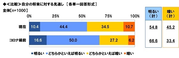 自分の将来に対する見通し（比較）