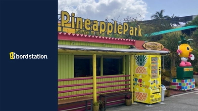 【ボードステーション導入事例】　 沖縄県名護市「ナゴパイナップルパーク」に オリジナルグッズが買える自販機を設置