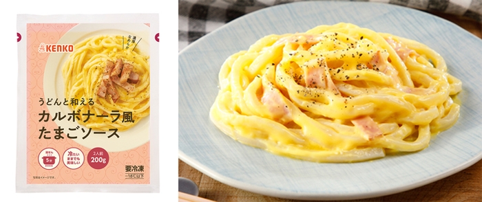 (商品名)カルボナーラ風たまごソース/(メニュー名)カルボナーラうどん