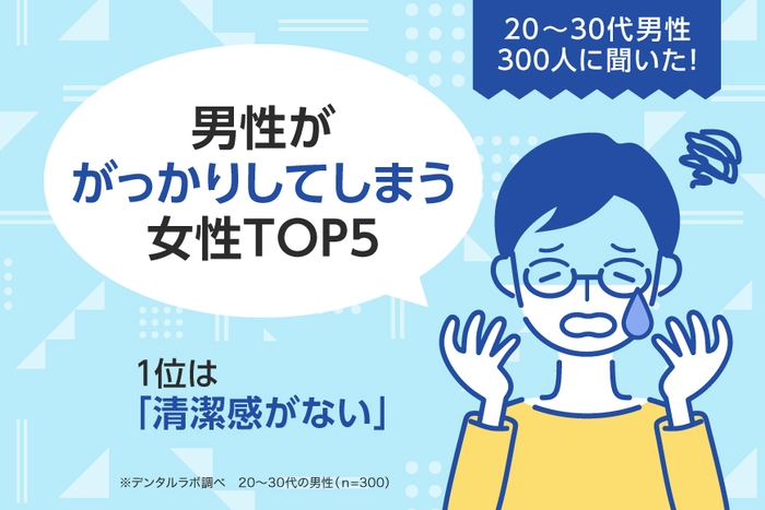 20～30代男性300人に聞いた！男性ががっかりしてしまう女性TOP5。1位は「清潔感がない」