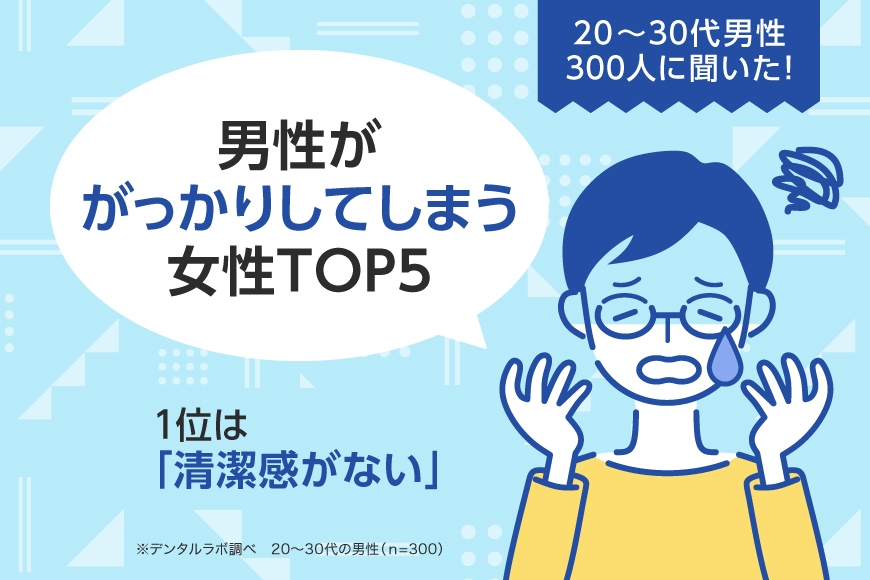 20~30代男性300人に聞いた!男性ががっかりしてしまう女性TOP5。1位は「清潔感がない」