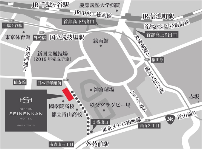 日本青年館ホテル　地図