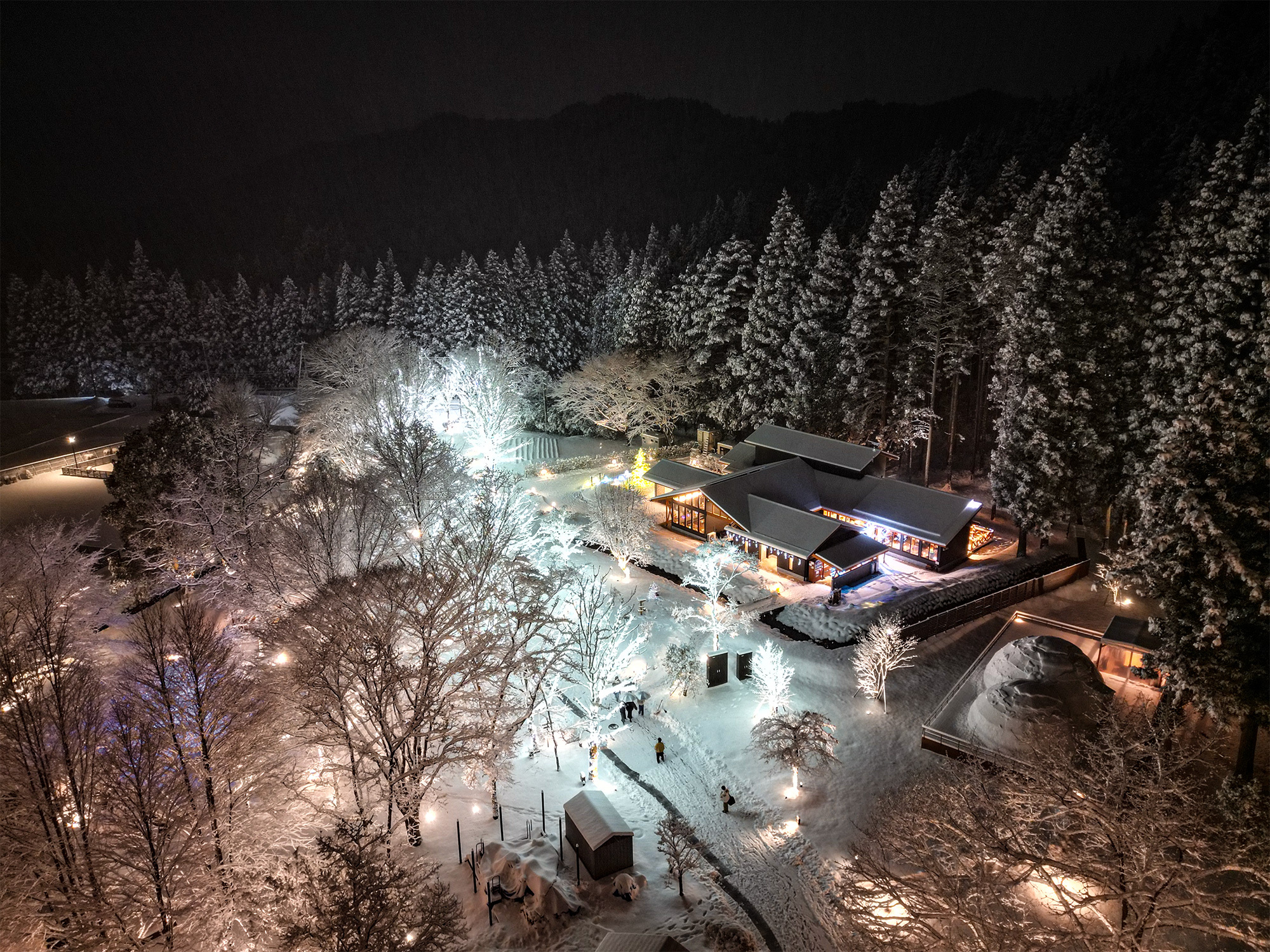 雪景色とイルミネーションの共演は、年に数回しか見られないプレミアムな体験