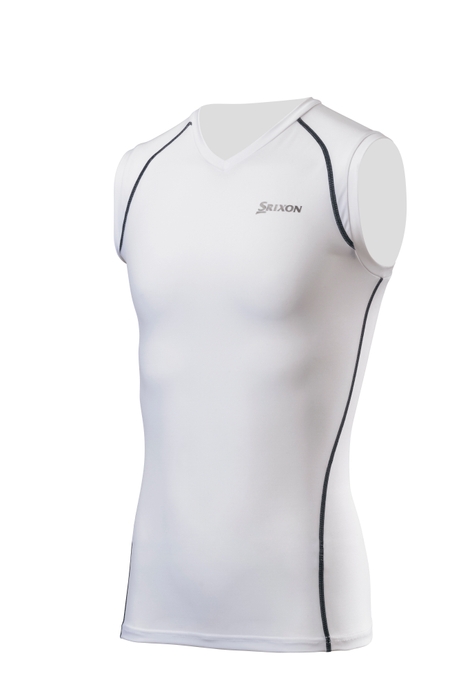 スリクソン ノースリーブVネックシャツ(メンズ)「SMA6003」ホワイト×チャコールグレー