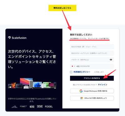 クレジットカード不要トライアル
