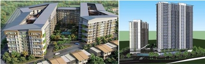 【左】マンション（1）イメージパース　【右】マンション（2）イメージパース