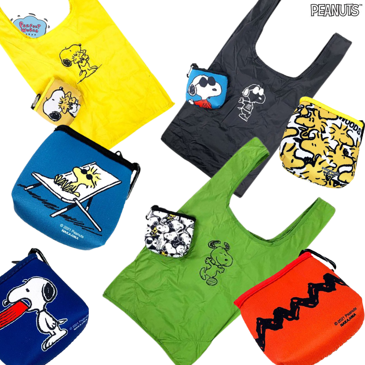 収納ポーチにこだわってこだわってこだわりぬいたと見られるスヌーピーの新作エコバッグ。カラビナで吊るせる“見せ”エコですね♫