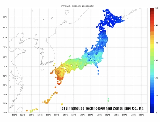 ライトハウス、「可降水量データ配信サービス」の提供を開始　 降水量の予報精度向上に不可欠な高精度かつ多点データを配信