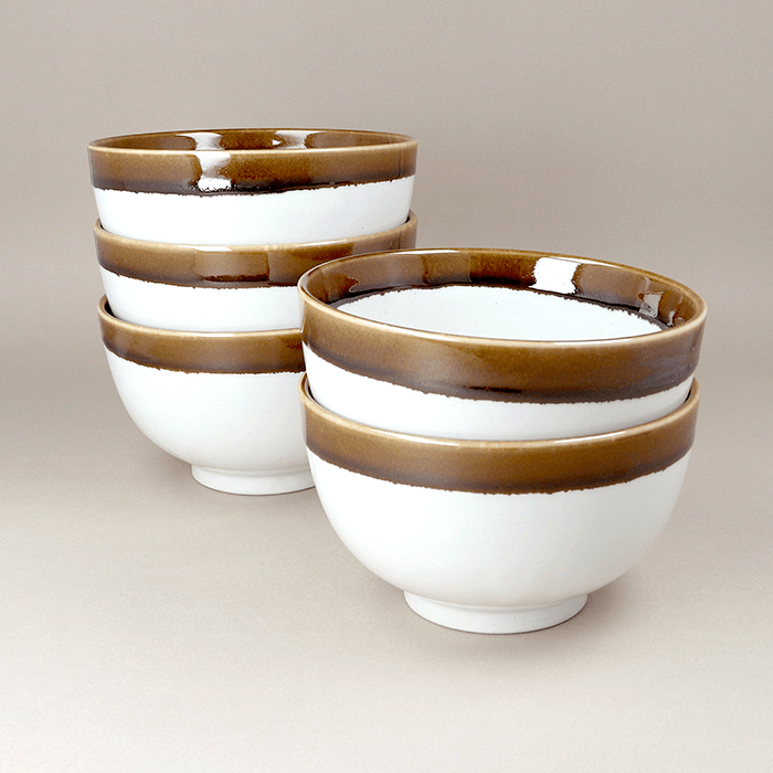 定園窯 どんぶり5個セット 13cm 縁茶 1,200円(税込)