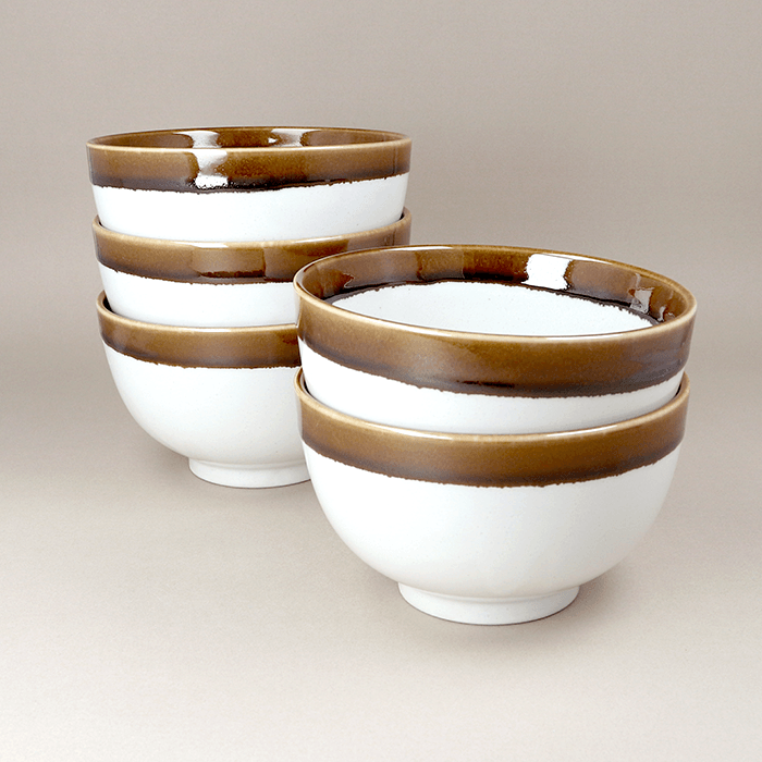 定園窯 どんぶり5個セット 13cm 縁茶 1,200円(税込)