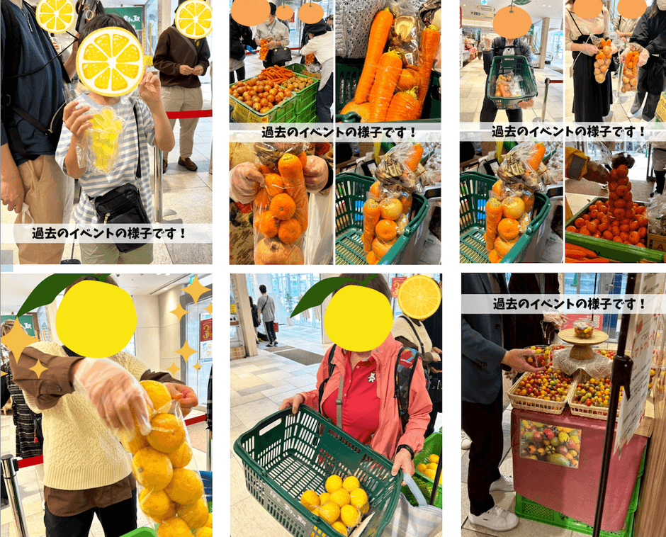 お野菜やフルーツの詰め放題イベントを開催中！