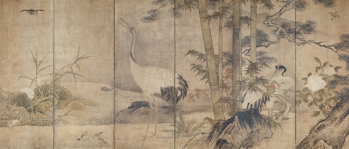 06_右_四季花鳥図屏風 伝雪舟等楊筆 東京国立博物館蔵 ※本展覧会では複製を展示