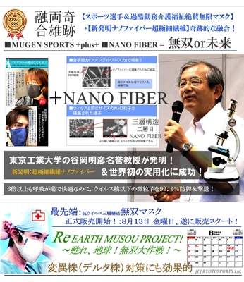 非常に危険な「新型コロナウイルス、デルタ株等」を 99.9％以上、防御＆撃破できる 最先端抗ウイルス無双マスクの開発を完了し本日販売開始！