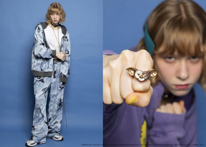 左)SMOKEY GIZMO HOODIES ￥36&#44;850、SMOKEY GIZMO BOTTOMS ￥36&#44;850／右)GIZMO RING ￥15&#44;400(全て税込)