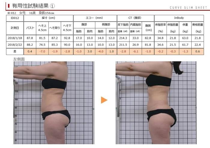 カーブ シートによる有用性試験結果の一例