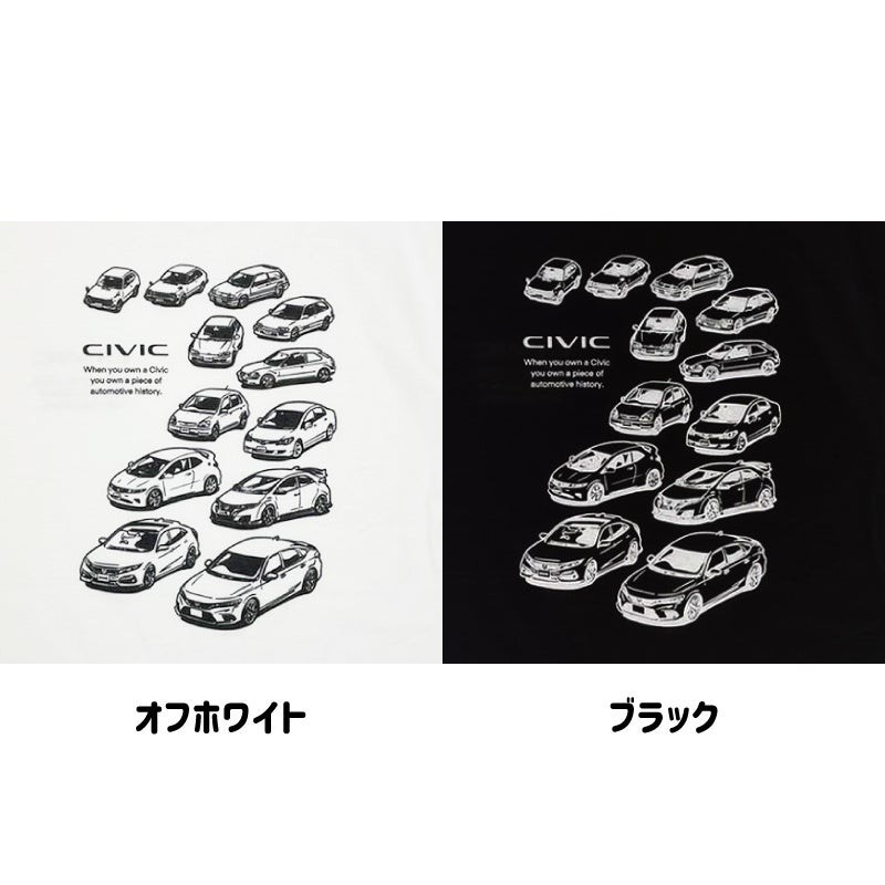 2401HD41-07 シビック Honda CIVIC HISTORY Tシャツ