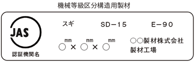 JAS構造材マーク事例 機械等級区分構造用製材