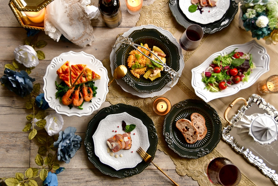 シック＆モダンな大人のダイニングレストラン風テーブルコーディネート2