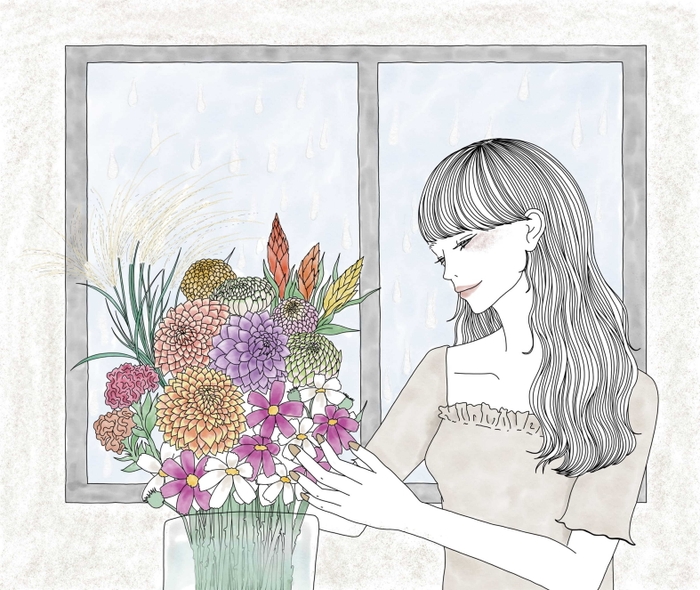 雨のち花_イラスト_日比谷花壇
