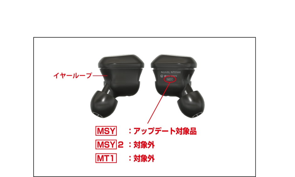 イヤホンのイヤーループを取り外して下面の刻印が[MSY]のみの物